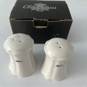 New in box Vintage Oleg Cassini white salt and pepper shakers.